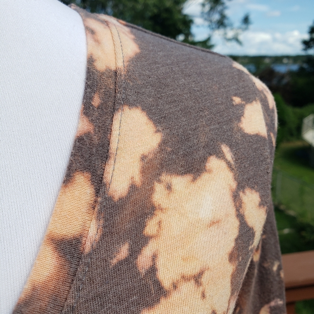 Tee Long Sleeved Tie Dye Grey Cream Sz M Bleach Reverse - Picture 9 of 12